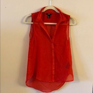 Red chiffon tank
